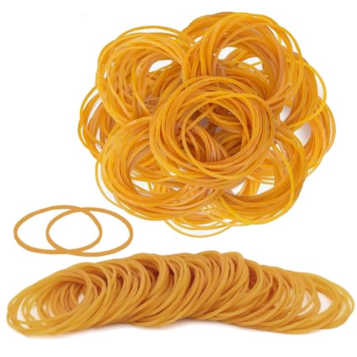 Image of 600 PCS Yellow Elastic Rubber Bands High Elasticity 38mm Strong Stretchable Bands for Office,Home,School,Stationery, Files,DIY,and Industrial Crafts