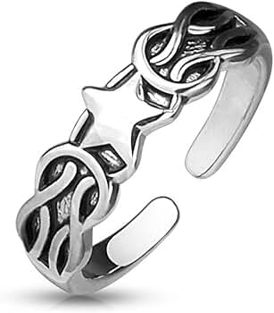 Bungsa Zehenring Silber Mit Stern & Kette - Verstellbar Für Damen & Herren