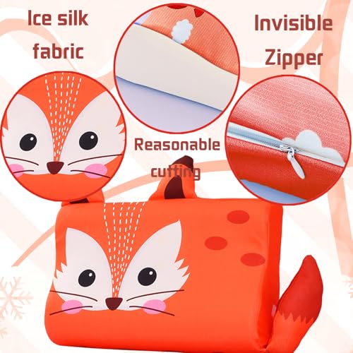 LUKIUP Schlummerkids Kissen, 45X27CM Schlummerkids, Niedliche Tiere Kinder Kissen Memory Atmungsaktiv Komfortkissen Schaum Ergonomisch fur Kinderkissen ab 3 Jahre (Fuchs)