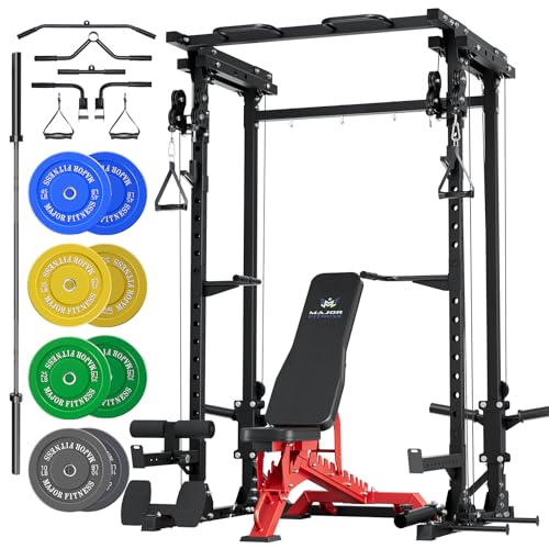 Image of MAJOR FITNESS Drone3 Power Rack, 2500lbs Multi-Function Home Gym Squat Rack with Dual Pulley System, Pull-Up Bar & J-Hooks, Heavy-Duty Steel Frame for Maximum Stability & Strength Training