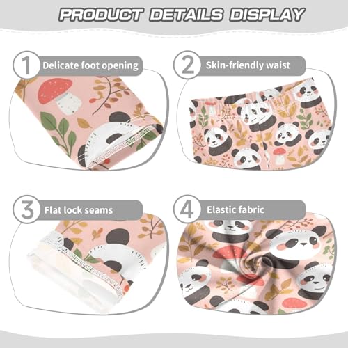 Wusikd Panda Face Girls' Leggings Toddler Doodles Leaves Mushrooms Kids Yoga Pants Dance Active Tights 4T3