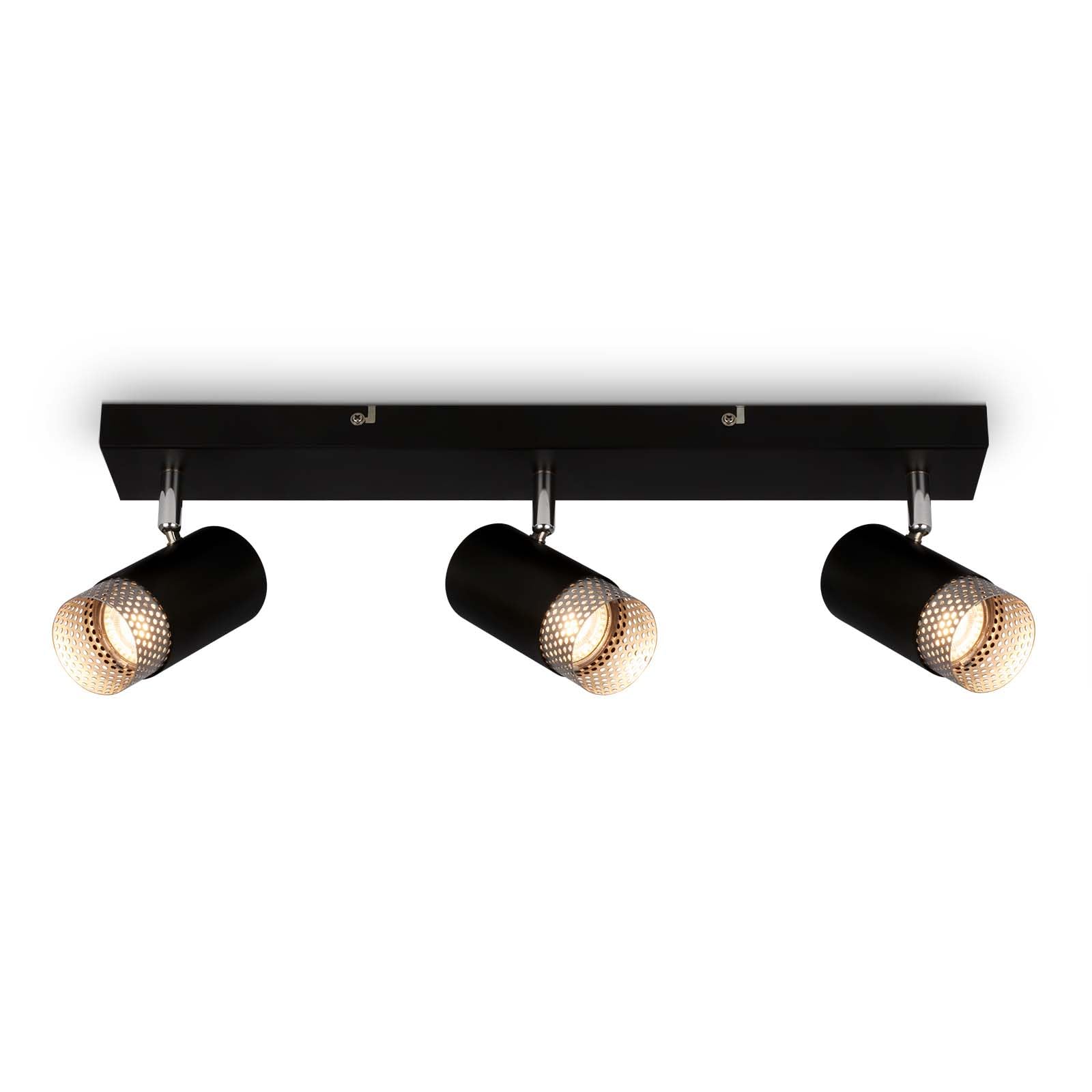 BRILONER - Lámpara de techo, Lámpara de techo, Lámpara, Rejilla para lámpara, Giratoria, Lámpara de salón, Lámpara de dormitorio, Lámpara de cocina, Negro-Cromo-Mate