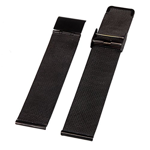Uhrenarmband für Damen-Uhr mit Metall Mesh Armband Edelstahl schwarz