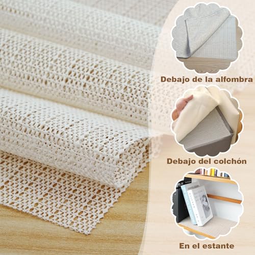 LUSEE Alfombra Antideslizante, 120x160cm Bases Antideslizantes para alfombras, PVC Multiusos Base de Antideslizante para Cajones Estantes Bandeja Alfombra - imagen 5