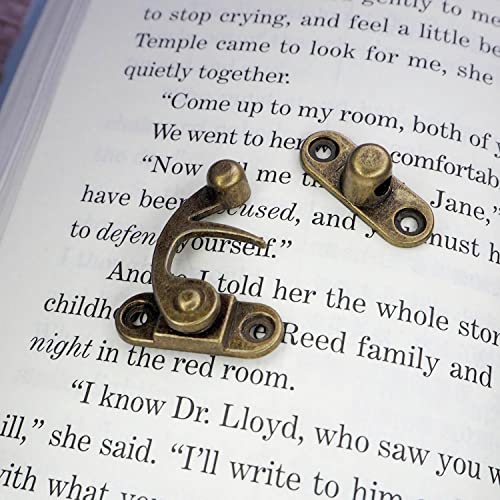 Wiosny 10Pcs Antique Vintage Hook Hasp Hook Latch Lock Clasp Arm Zinc Alloy Jewelry Box Hardware Thickened Horn With 40 Screws (Bronze/Right Latch Hook Hasp) #TOP3