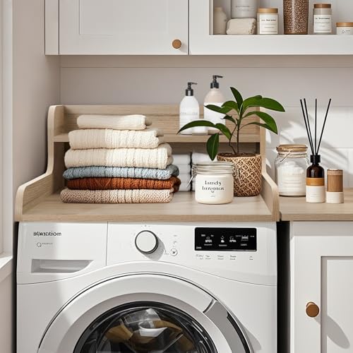 Kaboon Washer Dryer Countertop 2 Tier 28 inches Wide, Laundry Shelf Topper with Edge, 28" W x 28" D x 12" H Laundry Space Organizer, Oak(Grey Tone) by Kaboon - Used condition - Image 5