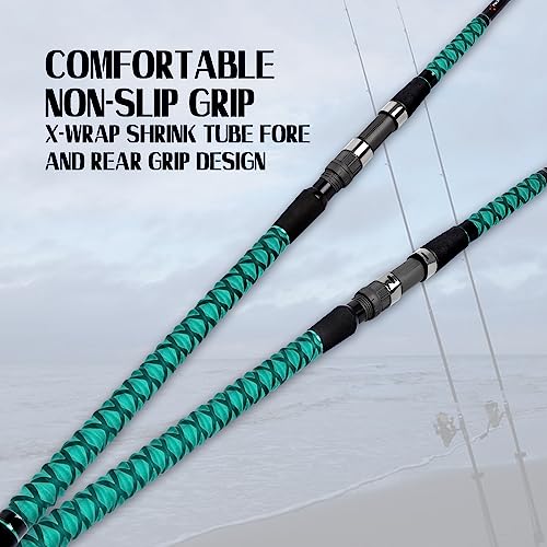 Fiblink Surf Fishing Rod Portable Travel Surf Spinning Rod 2 Piece Carbon Fiber Saltwater Fishing Rod 12' by Fiblink - Used condition - Image 4