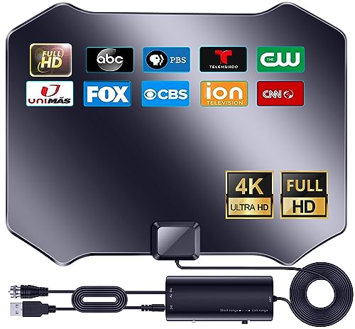 2026 TV Antenna Indoor, Antenna for Smart TV 5000+ Miles, HDTV Antenna for Local Channels with Amplifier Signal Booster for 4K 1080p - 18FT Long Coaxial Cable