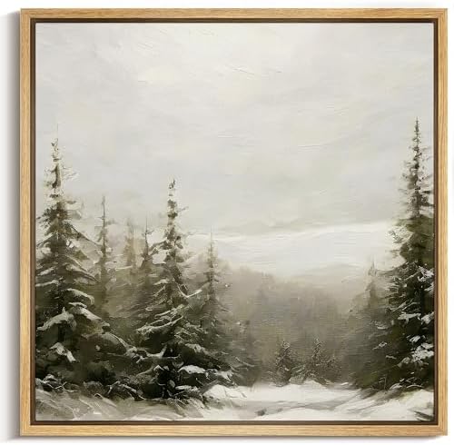 MUDECOR Framed Canvas Print Wall Art Vintage Winter Whisper: Snow...