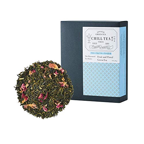 Té verde frutal y floral de CHILL TEATokyo - Té verde de hojas sueltas 100% japonés - LIBRES DE PLASTICO bolsas de té - Suave sabor frutado (30 Bolsitas) Cover