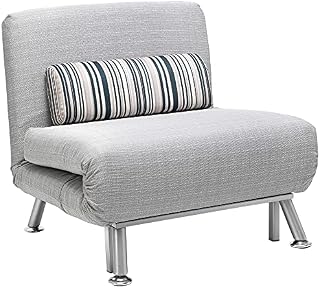 HOMCOM Single Sofa Bed, 1 Person Sleeper Foldable Lounge with Pillow, Grey