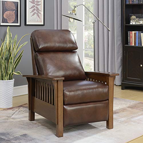 Barcalounger Mission Manual Push Back Leather Recliner Chair Shoreham Blue #TOP6