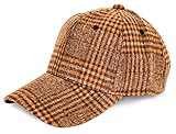High End Hats Men’s Baseball Cap - Plaid Hats for Men Adjustable, Brown