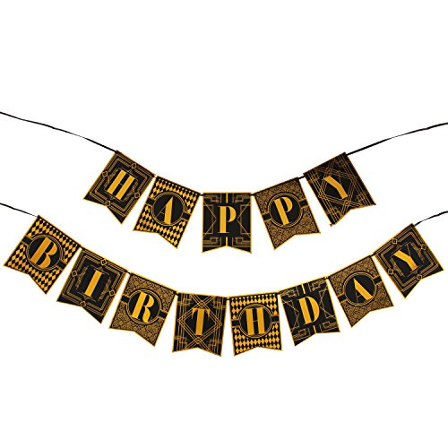 WERNNSAI 1920s Happy Birthday Bunting Banner Roaring 20s Themed Party Decoration Supplies Luxury