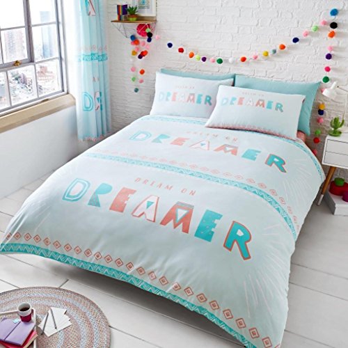 artistique Fashionista NEUF Qualité LUXE et Modernité Dream On Housse de couette/Housse de couette avec taie d'oreiller Parure de lit, Light Teal, Simple