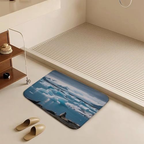 Alfombras de baño absorbentes con diseño de lago glacial para ducha 7