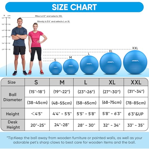 Image of APEXUP Yoga Ball, 660 lbs Anti-Burst Exercise Ball with Pump, 5 Sizes | Anti-Burst, Anti-Slip, SGS Certified, Strengthens Core, Improves Balance & Posture, Boosts Flexibility & Stability