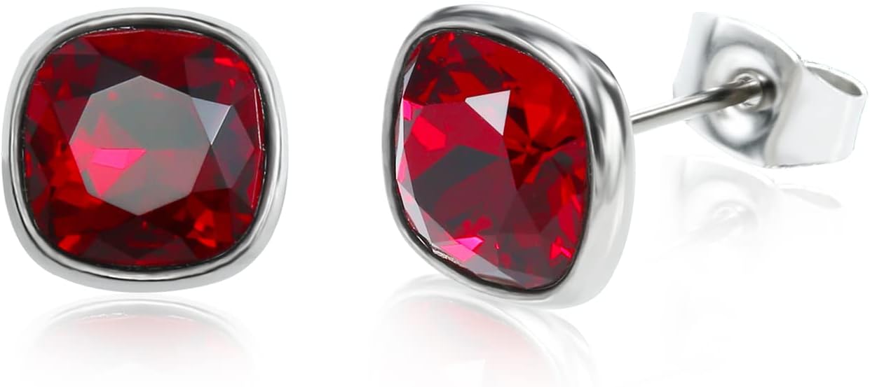 Big Cubic Zirconia Titanium Stud Earrings, Hypoallergenic Earrings for Women Girls