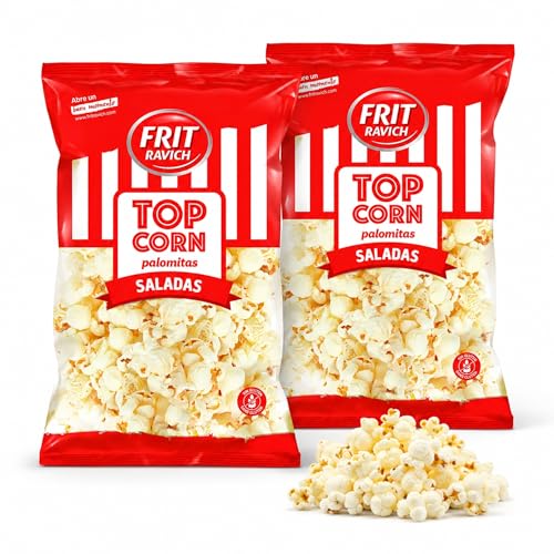 Palomitas Saladas Frit Ravich, Palomitas de maíz saladas, Elaboradas con maíz especial para palomitas, aceite de girasol y sal, Sin gluten, Vegano, Contiene 2 Unidades de 80 gr