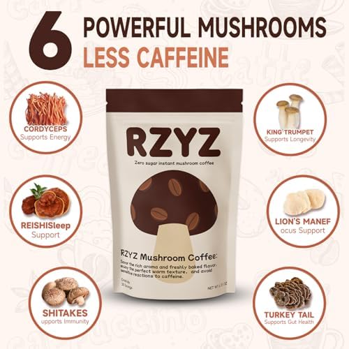 RZYZ Mushroom Coffee, Instant Coffee Powder 30 Servings, 6.35 OZ — view 2