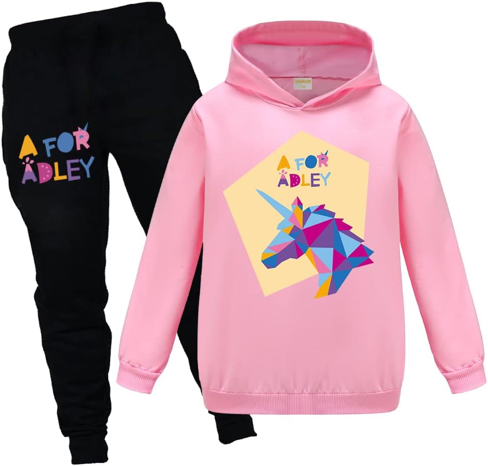 Adley YouTube Merch Tracksuit Hoodie & Joggers 2Pcs Girls Outfit