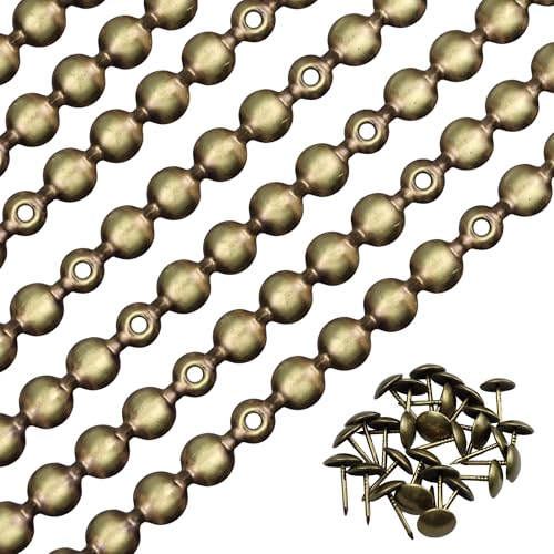 bociloy 10Pcs 1 Meter Upholstery Tacks Strips, Decorative Nail Strips Trim for Sofa, Headboard, Chair Furniture with Single Tacks (D11mm Brass)