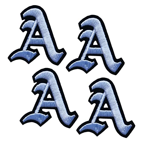 Gothic Old English Iron on Letter Patches White A 2" Embroidered Heat Transfer/Sew on Varsity Initial Vintage Alphabet Felt Letters Monogram Custom Name Patch for Clothing Letterman Jacket