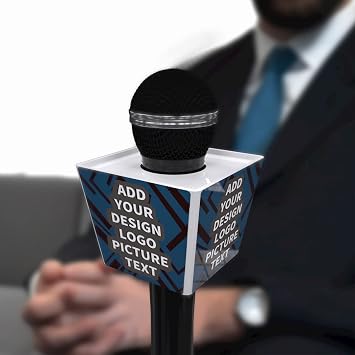 custom mic flag logo personalized microphone box Trapezoidal larger size (blue)