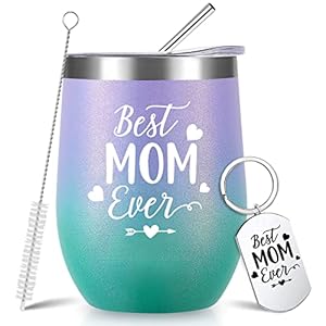 NOWWISH Gift for Mom and Women – Best Mom Ever Wine Tumbler – Funny Mom Gifts for Birthday Christmas Mothers Gifts Day…