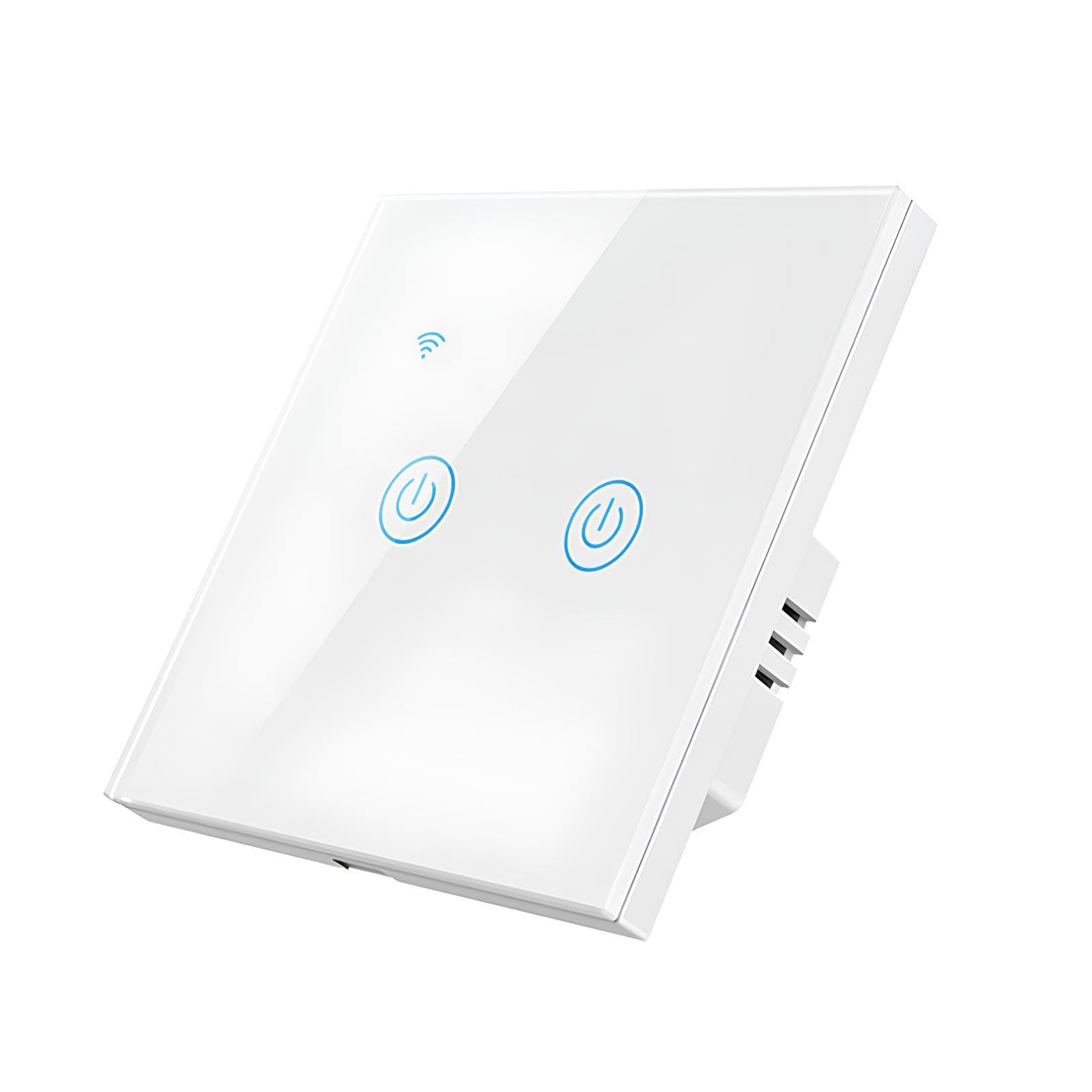 WiFi Smart Wall Light Switch, No Neutral Wire Required, No Hub Required, Compatible with Google Home & Alexa, Touch & App Remote Control, Timing Function & Voice Control (Gang 2, White)