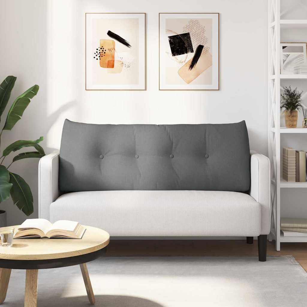 Moderno cuscino per la schiena con chiusura lampo, 120 x 24 x 50 cm, tessuto vellutato grigio scuro, design ergonomico per una migliore tenuta, imbottitura in poliestere, rivestimento