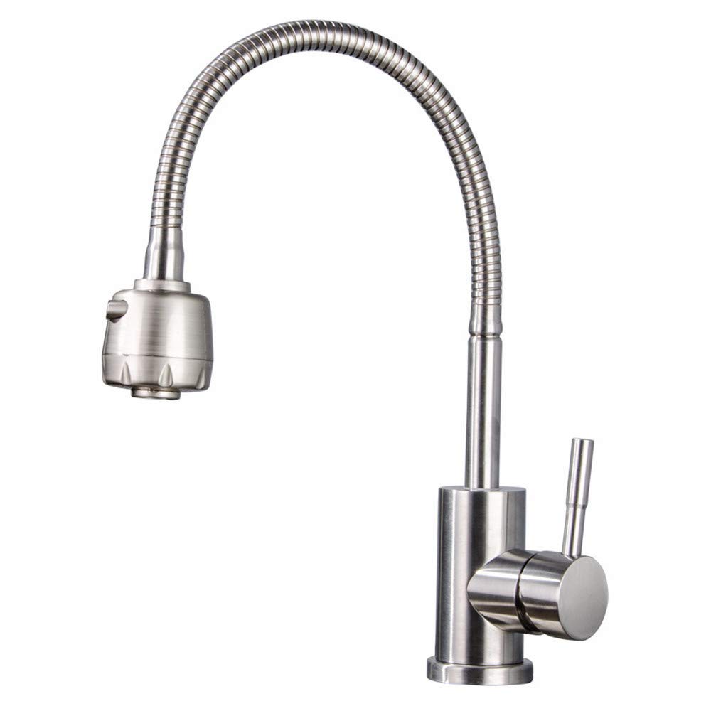 Cocina Grifo De Agua Del Mezclador, Universal Rotary Engrosamiento 304 De Acero Inoxidable Fregadero De La Cocina, Grifo Con Ducha Y Otro