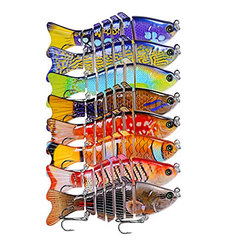 CHSEEO 1PC Señuelos de Pesca Multi-articulado Cebo Duro Swimbait Cebo de Pesca Crankbait Gancho Agudos Cebos Artificial 7 Segmento 10 cm/ 15.5g (Colores aleatorios)#1