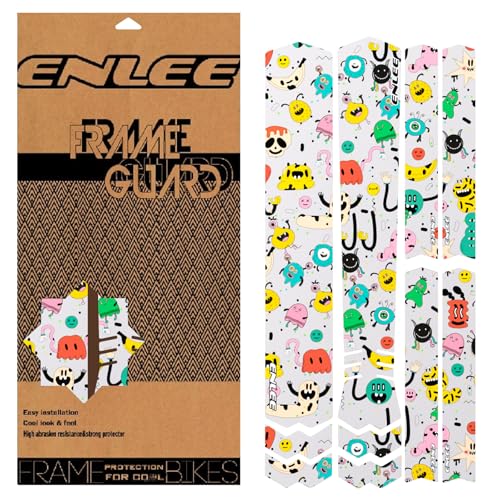 ENLEE Bike Frame Protection Kit, TPU Non-Yellowing Bike Frame Wrap, Impact-Resistant UV-Resistant Bike Frame Protector Sticker, for Top/Down Tubes, Chain Guard, Forks of MTB/Road/Gravel Bikes, 10PCS