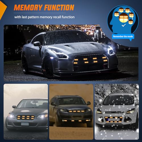 Image of Nilight 8PCS Led Strobe Lights with Controller 12V 24V Sync Feature Amber | 12 LED Surface Mount Emergency Hazard Warning Lights with Strobe Controller for Vehicle Car Truck RV ATV