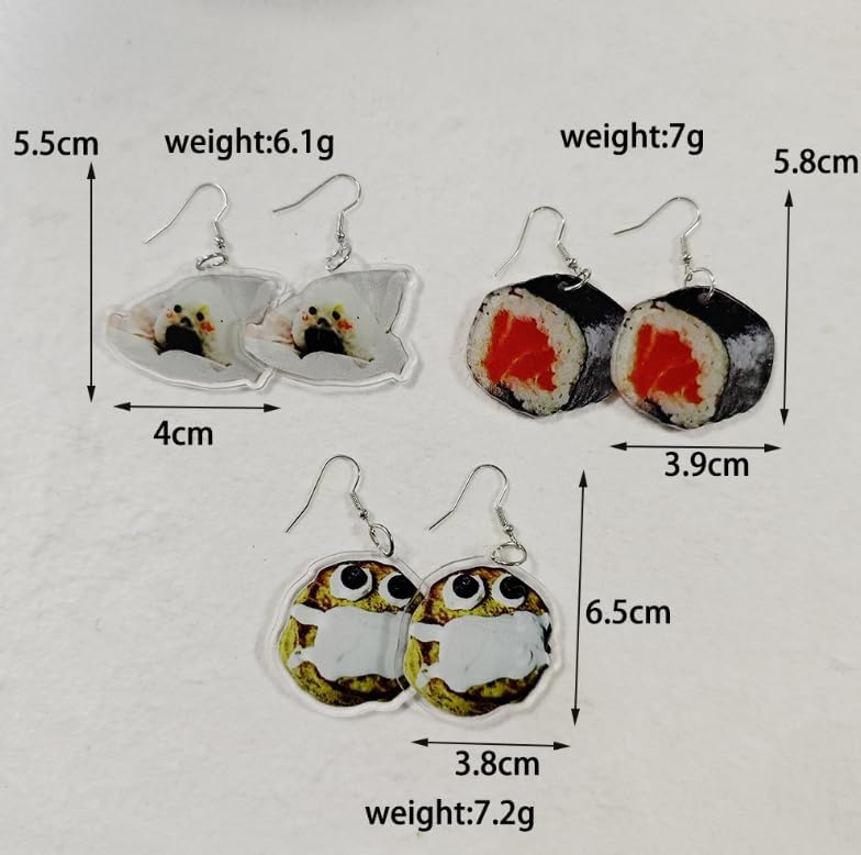 Acrylic Food-Inspired Earrings - Playful Toast, Sushi, and Cake Dangle Earrings for Women, Novelty Fashion Jewelry image 5
