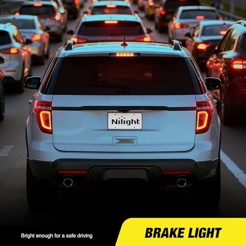 Image of Nilight Third Brake Light Tail High Mount 3rd Stop Lights Smoked Lens Compatible with Ford Explorer U502 2011 2012 2013 2014 2015 Van SUV Rear Center Cab Lamp