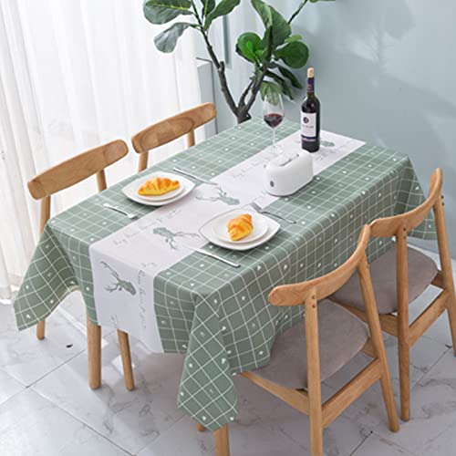 Mantel cuadrado de 140 x 140 cm, de lino sintético, resistente al agua, a prueba de fugas, fácil de limpiar, para cafetería, restaurante, bufé, decoración de mesa, mantel de alce Cover