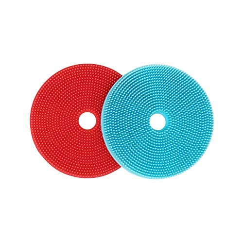 Innobaby Spike Silicone Fij-It 2 Pack Discs / Tactile Sensory Motor Aid / Quiet Mess Free Fidget Toy with Dual Texture Design for School, Home, Work / Made with Food Grade Silicone - Red/Aqua