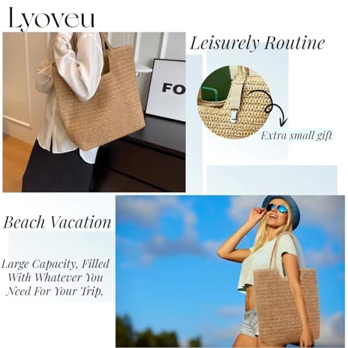 B-B1 Woven Beach Tote Bags para mujer en verano miniatura 4