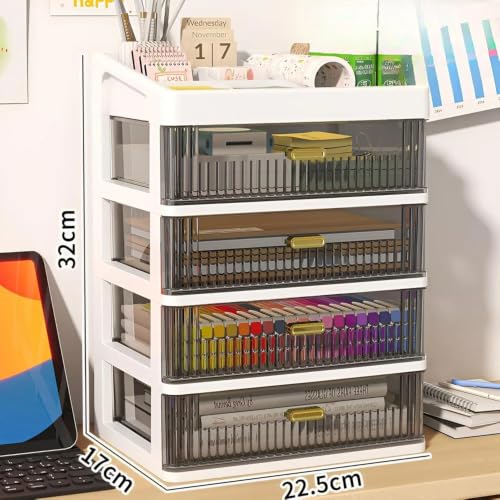 Image of JD Fresh 4 Layer Makeup Storage Organizer /Plastic Large Cosmetic Storage Box with Transparent Drawer /Vanity Countertop Skincare Organiser for Makeup, Perfume, Brushes & Beauty Accessories
