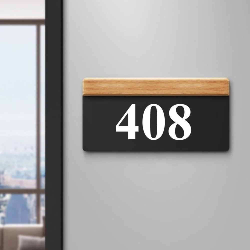 House Number Plate -408 Hotel, Hospital, Lodge,Apartment,Door No,Laser Cut Acrylic Fixed with White Color Water proofing PVC Sticker|Easy Installation Type Double Sided Tape Fixed on Backside-image-35