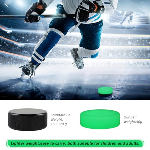 SEWACC 3 Pcs Luminous Ice Hockey Pucks Glow in The Dark Hockey Ball for Practice Training and Outdoor Play - Thumbnail 4