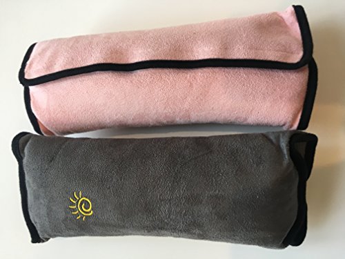 Image of Car Seat Belt Pillow 2 Pack Kids /Adult Child Headrest Seatbelt Travel Neck Support-Pink /Grey