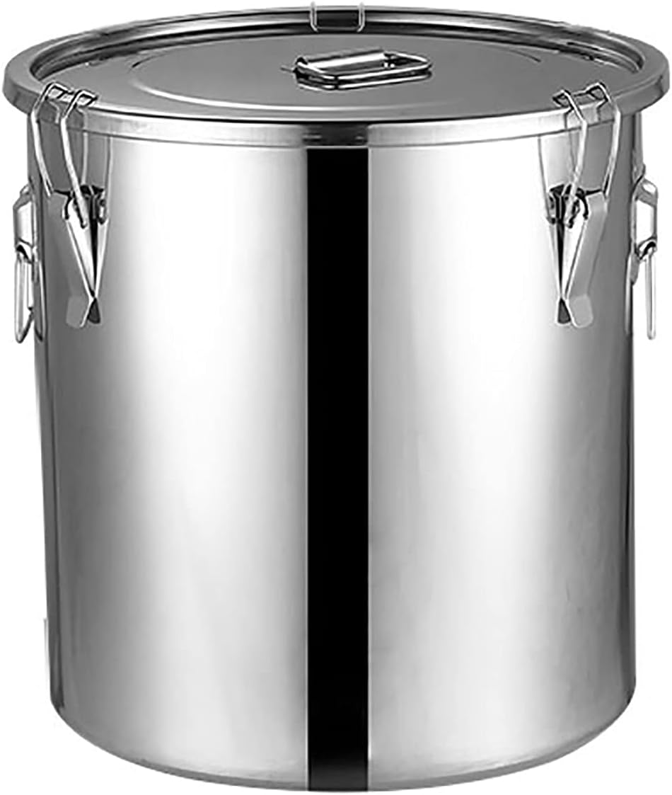 Soup Bucket, 201 Stainless Steel Storage Barrel/sealed Barrel/oil Barrel/milk Tea/rice Barrel, for Commercial Kitchen Household (Size : 20cm)