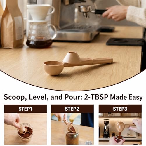 Image of 2 Pcs Coffee Scoop with Funnel for Reusable K Cup, 2 TBSP Measuring Spoon | Mess-Free Funnel Design, Sliding Leveler for Precise 2 TBSP, Long Handle for Ground Coffee, Protein Powder & Tea