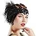 Produktbild Coucoland 1920s Stirnband Feder Damen 20er Jahre Stil Flapper Charleston Haarband Great Gatsby Damen Fasching Kostüm Accessoires (Schwarz)