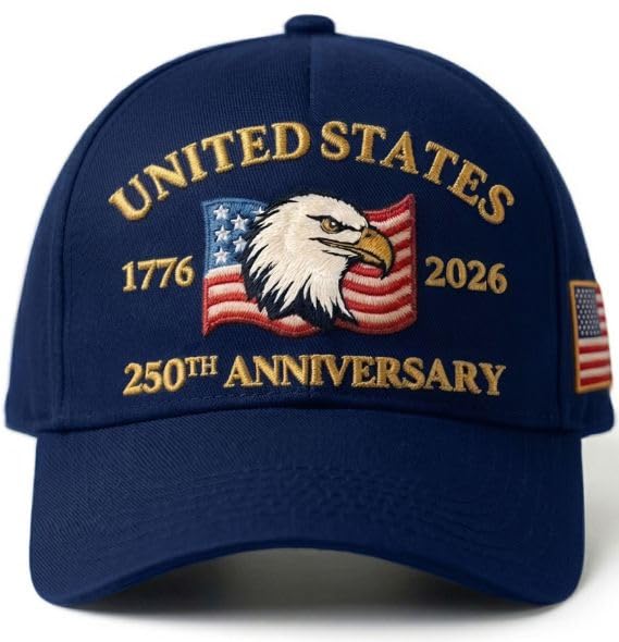 United States 250th Anniversary Hat 1776-2026 Patriotic Eagle Embroidered Baseball Cap Adjustable Cotton Vintage Hat Navy