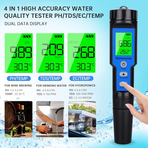 pH mètre pour piscine et hydroponie avec mesure TDS EC pour analyse de l'eau