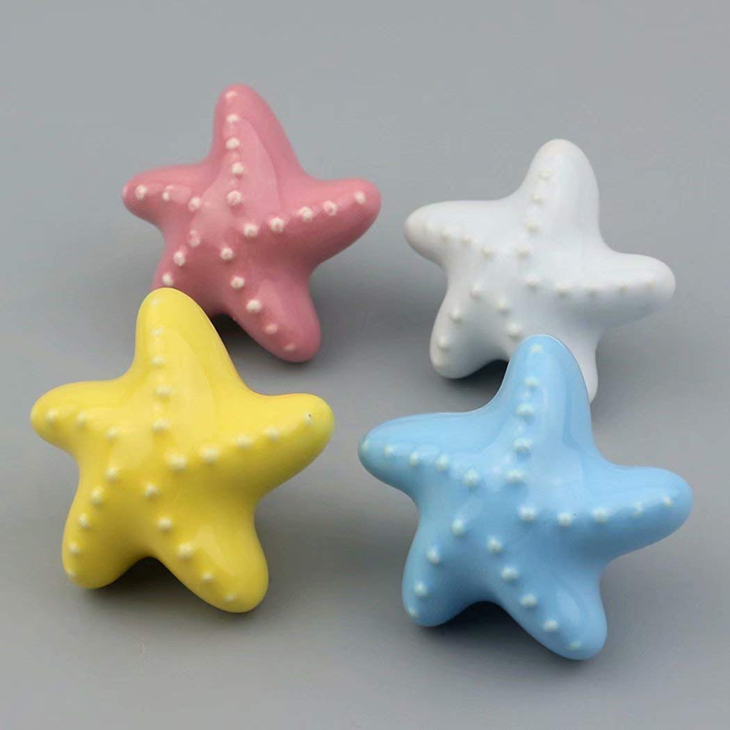 Maniglie Per Mobili In Ceramica Blu Con Stelle Marine - Per Camera Dei Bambini E Non Solo - Foto 5